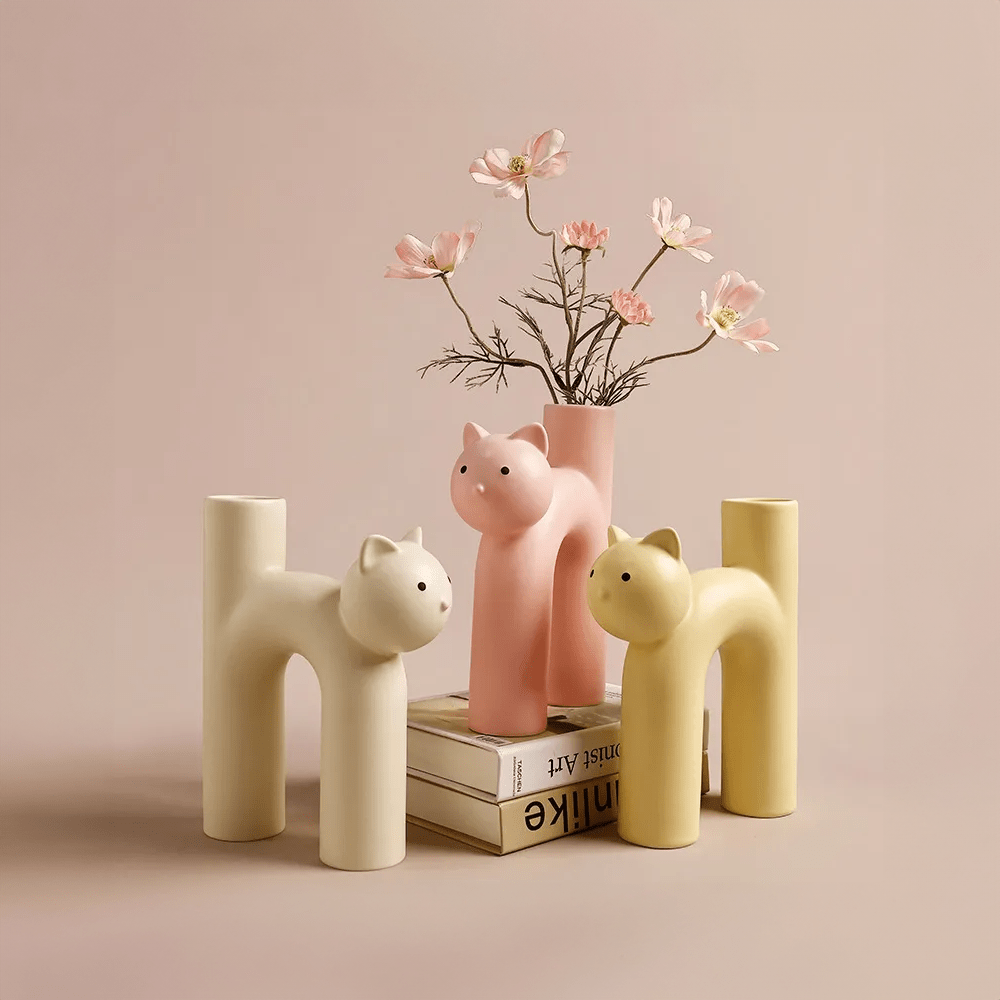 H-vormige kattenvaas decoratie - Modern keramisch tafelontwerp | Arosta