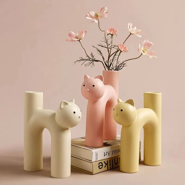 H-vormige kattenvaas decoratie - Modern keramisch tafelontwerp | Arosta