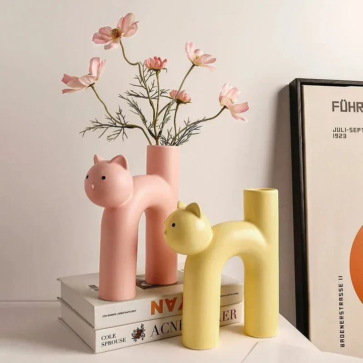 H-vormige kattenvaas decoratie - Modern keramisch tafelontwerp | Arosta