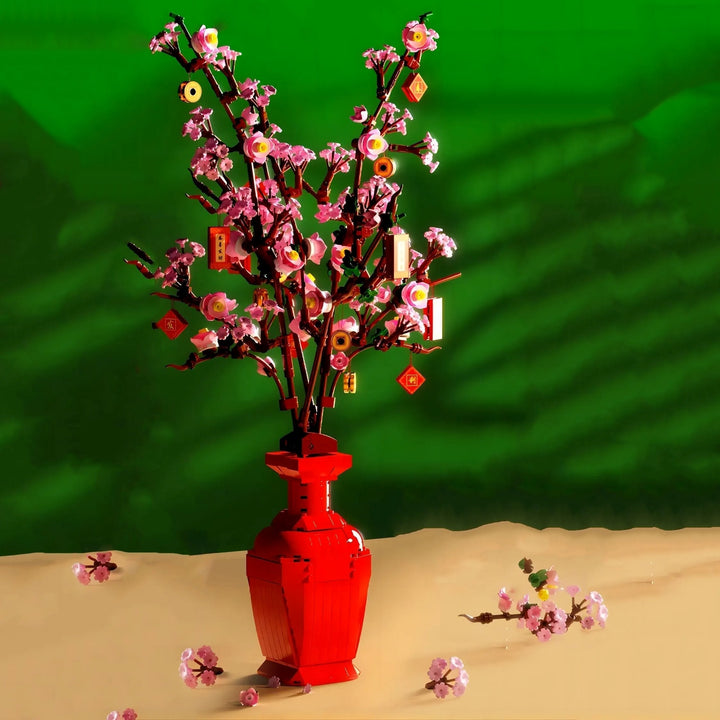 Lucky Peach Blossom Vase Mikro Bausteine