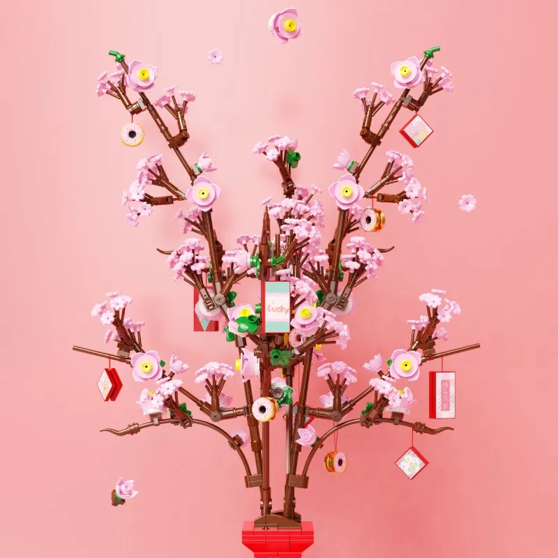 Lucky Peach Blossom Vase Mikro Bausteine