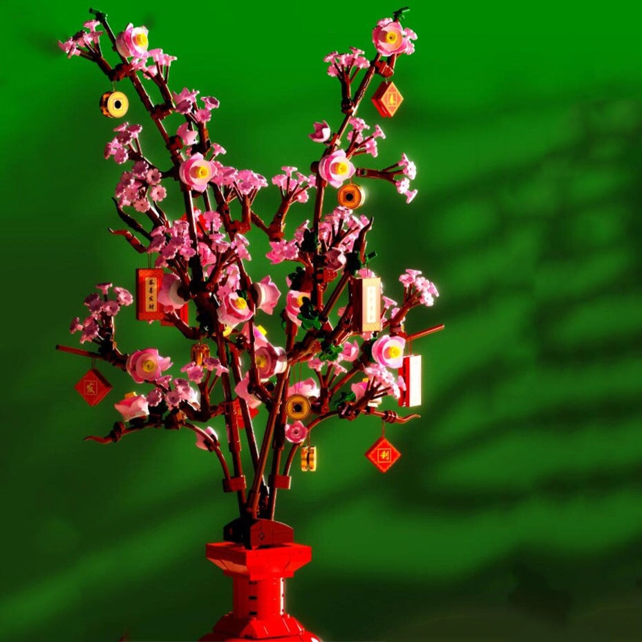 Lucky Peach Blossom Vase Mikro Bausteine