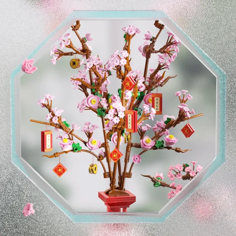 Lucky Peach Blossom Vase Mikro Bausteine