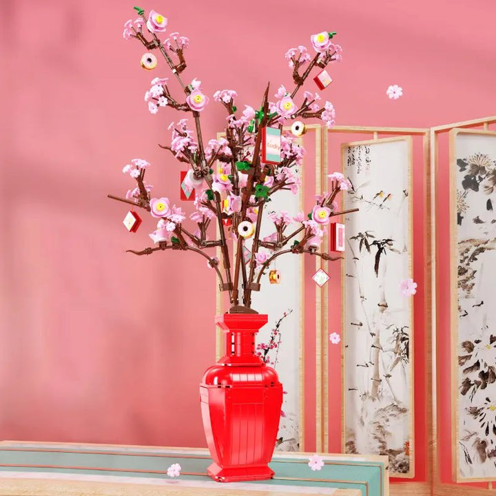 Lucky Peach Blossom Vase Mikro Bausteine