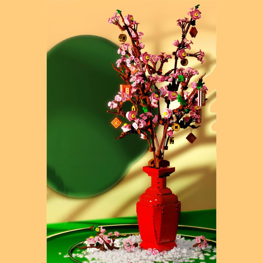 Lucky Peach Blossom Vase Mikro Bausteine