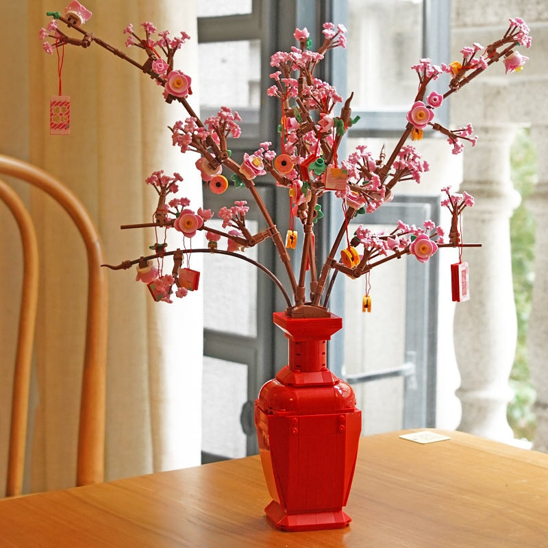 Lucky Peach Blossom Vase Mikro Bausteine