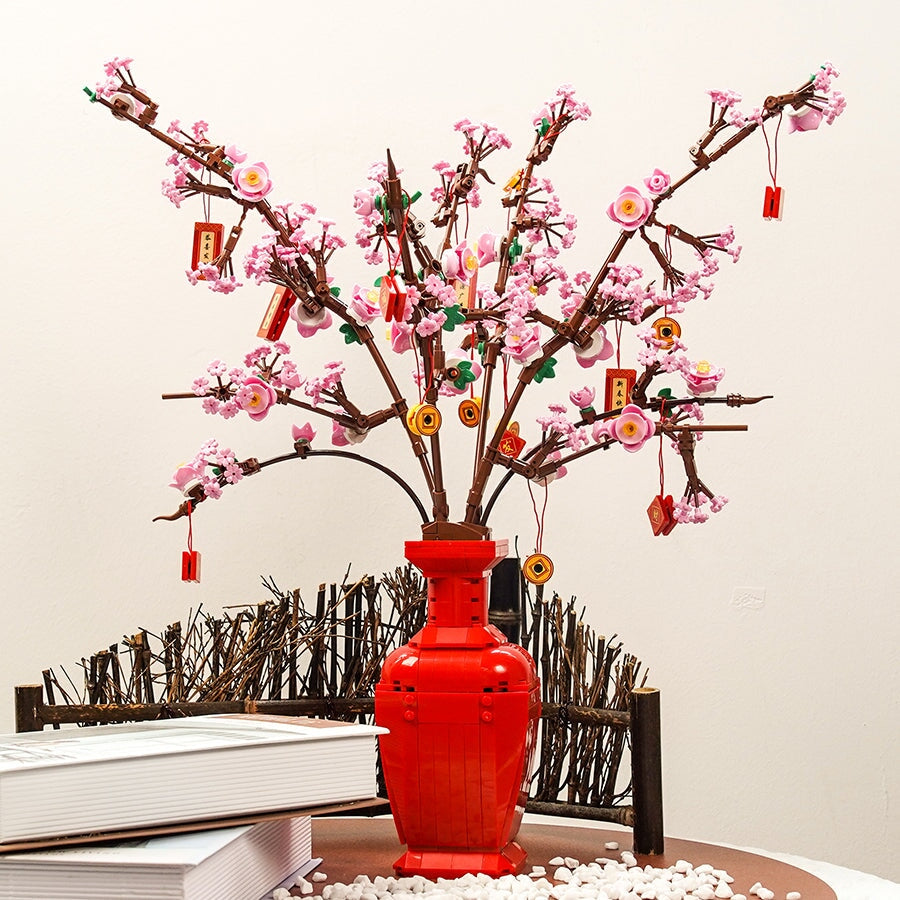 Lucky Peach Blossom Vase Mikro Bausteine