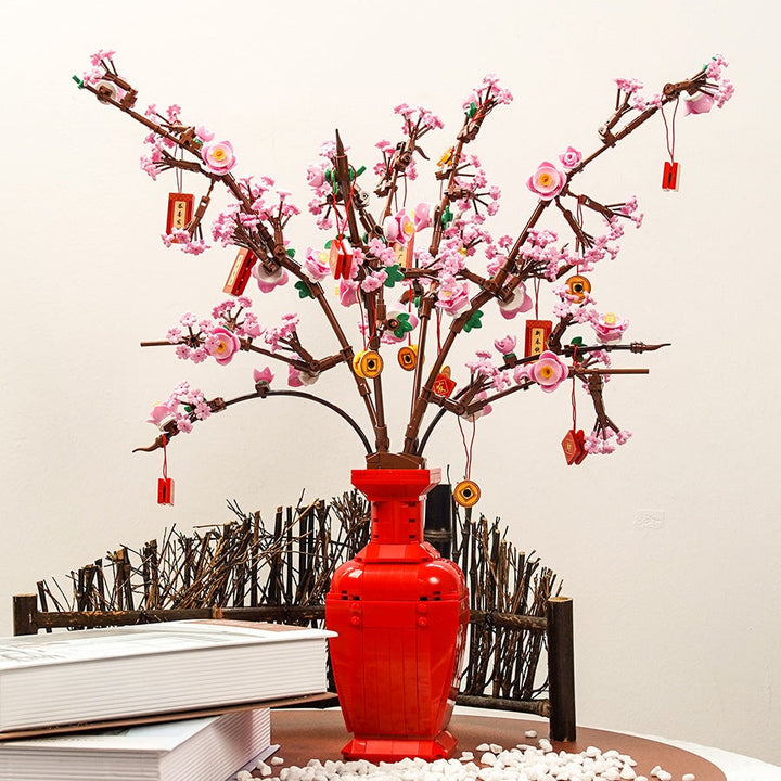 Lucky Peach Blossom Vase Mikro Bausteine