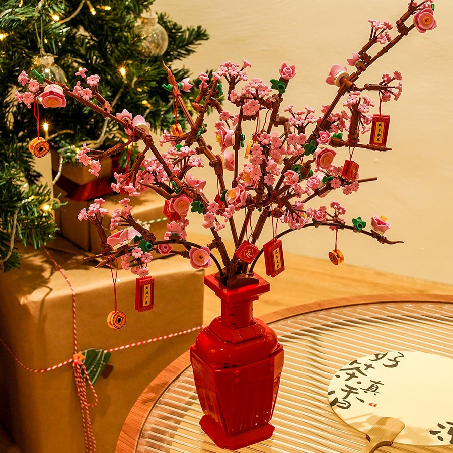 Lucky Peach Blossom Vase Mikro Bausteine