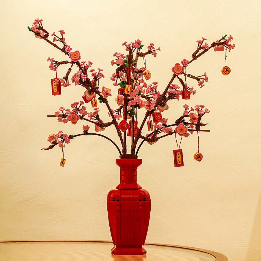 Lucky Peach Blossom Vase Mikro Bausteine