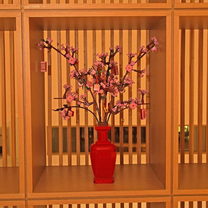 Lucky Peach Blossom Vase Mikro Bausteine