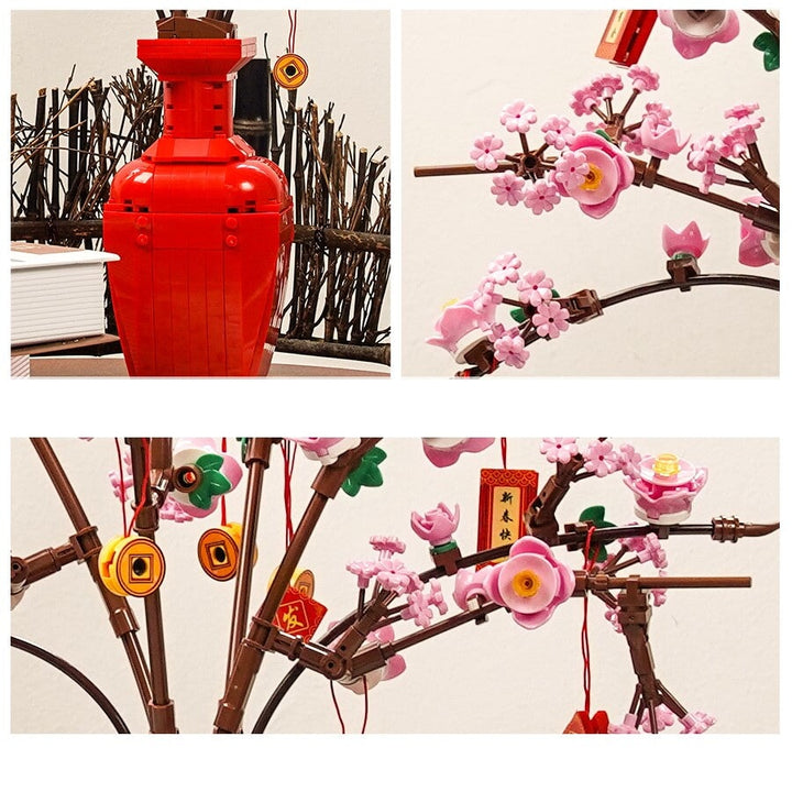 Lucky Peach Blossom Vase Mikro Bausteine