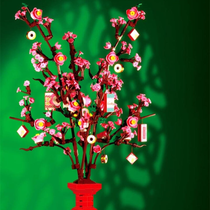 Lucky Peach Blossom Vase Mikro Bausteine