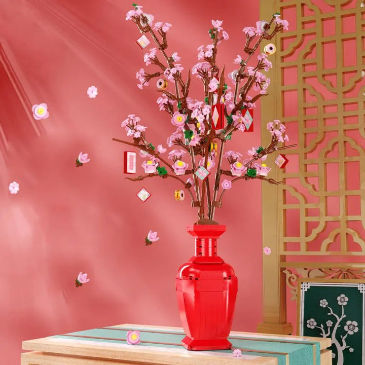 Lucky Peach Blossom Vase Mikro Bausteine