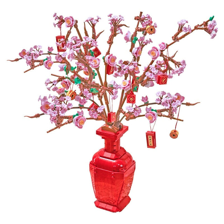 Lucky Peach Blossom Vase Mikro Bausteine