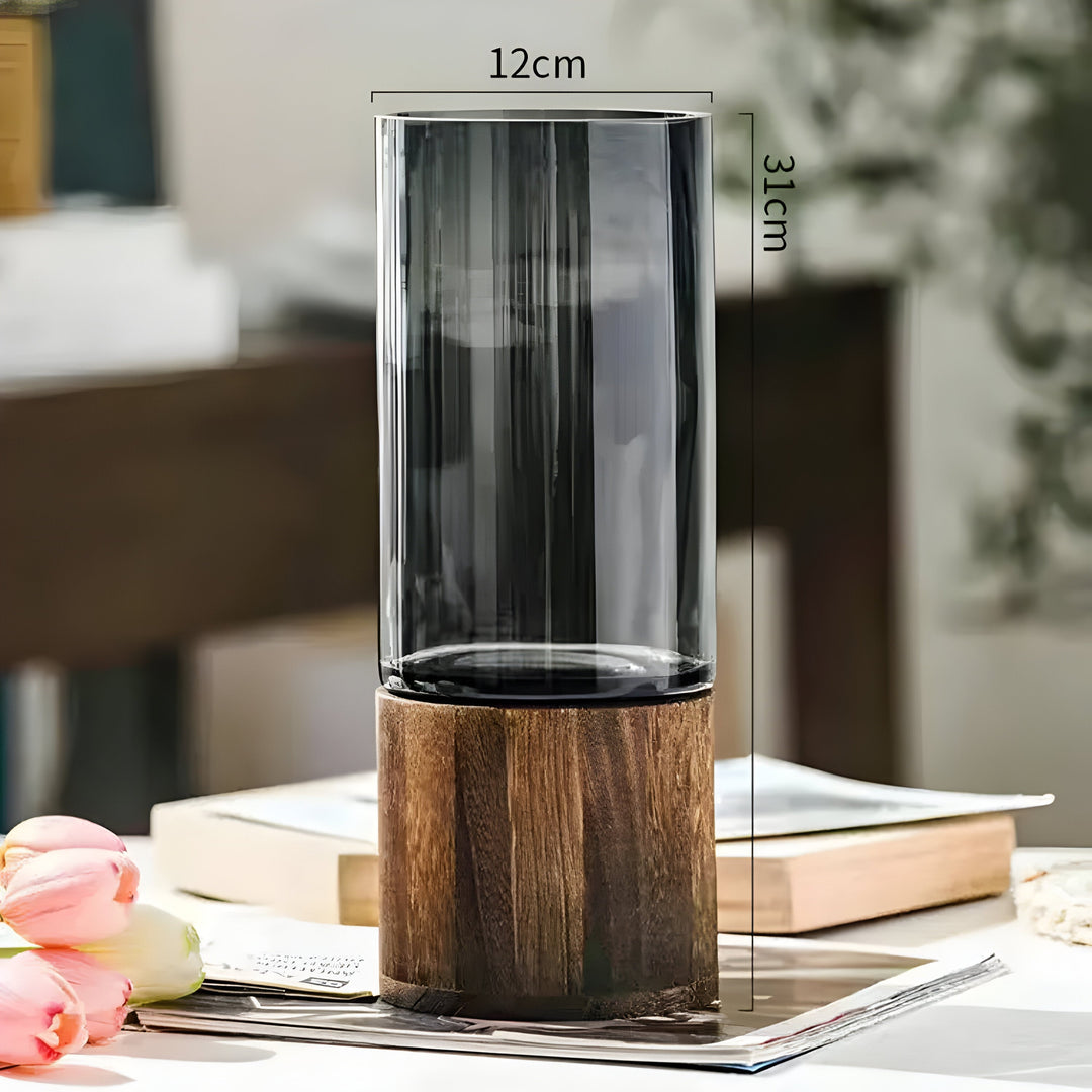 TranquilArostaoom Vaasje – Europese Hydroponics Vaasje gemaakt van Hout en Glas