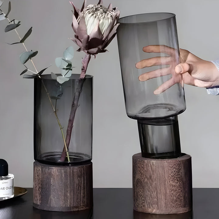 TranquilArostaoom Vaasje – Europese Hydroponics Vaasje gemaakt van Hout en Glas