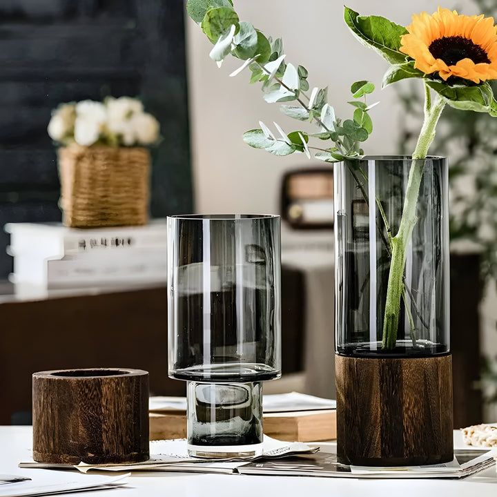 TranquilArostaoom Vaasje – Europese Hydroponics Vaasje gemaakt van Hout en Glas