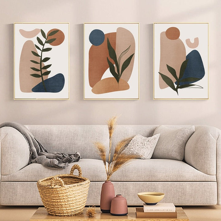 Minimalistische abstracte groene blad Bohemia - canvas wandkunst print