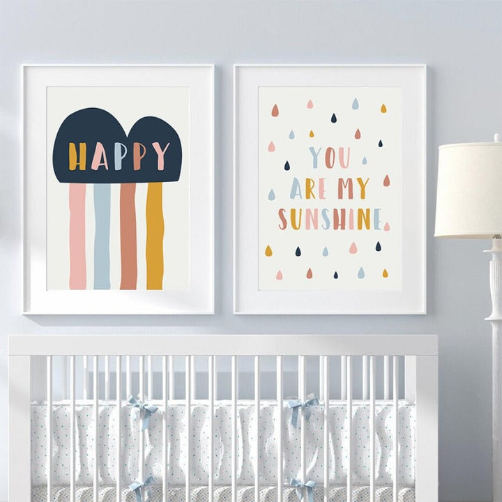 Happy Color You Are My Sunshine Kinderkamer - Canvas Muurkunst Print
