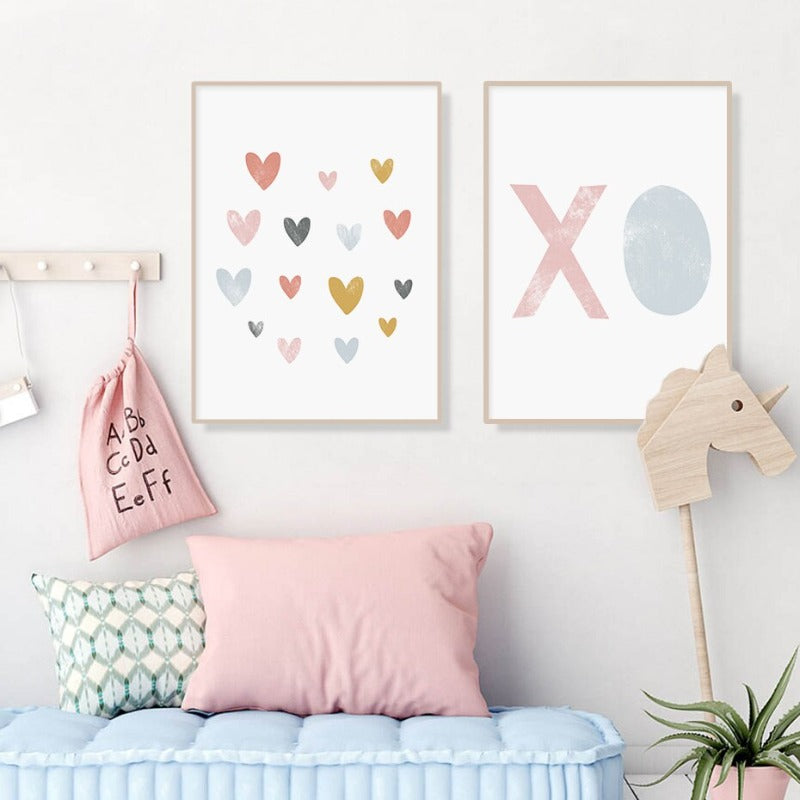 Magische Regenboog Cartoon Meisje Kinderkamer - Canvas Muurdecoratie Print