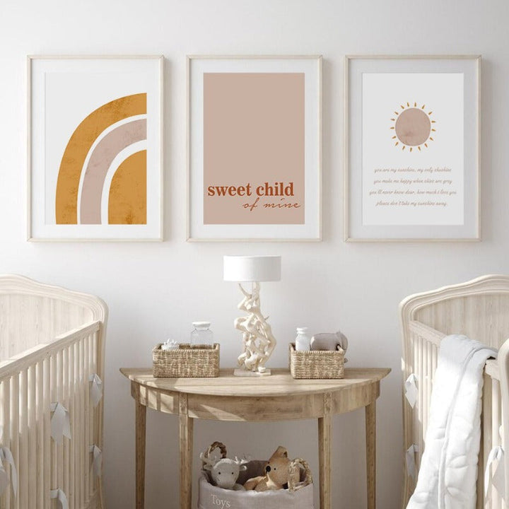 Sweet Child Of Mine Zon En Regenboog Babykamer - Canvas Muurkunst Print