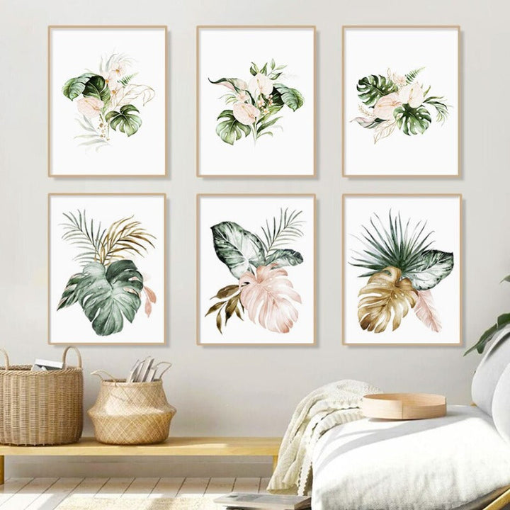 Tropische Botanische Groene Bladeren - Canvas Muurdecoratie Print