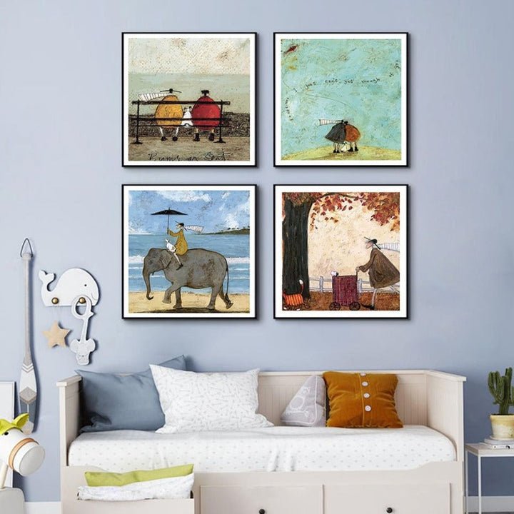 Vintage Noordse Abstracte Landschap - Canva Muur Kunst Print