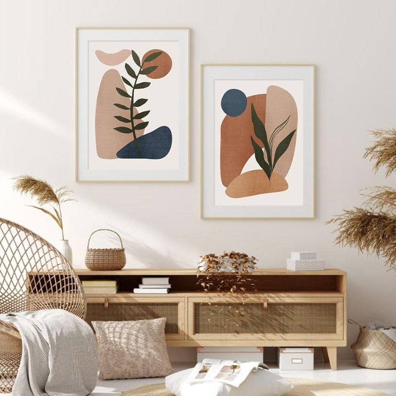 Minimalistische abstracte groene blad Bohemia - canvas wandkunst print