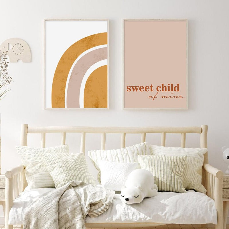 Sweet Child Of Mine Zon En Regenboog Babykamer - Canvas Muurkunst Print