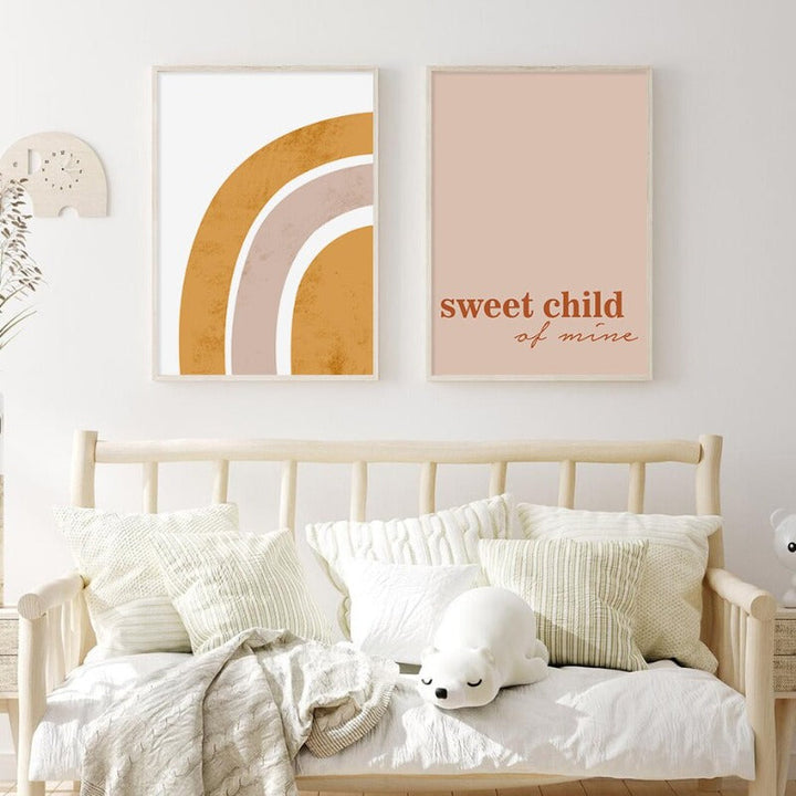 Sweet Child Of Mine Zon En Regenboog Babykamer - Canvas Muurkunst Print