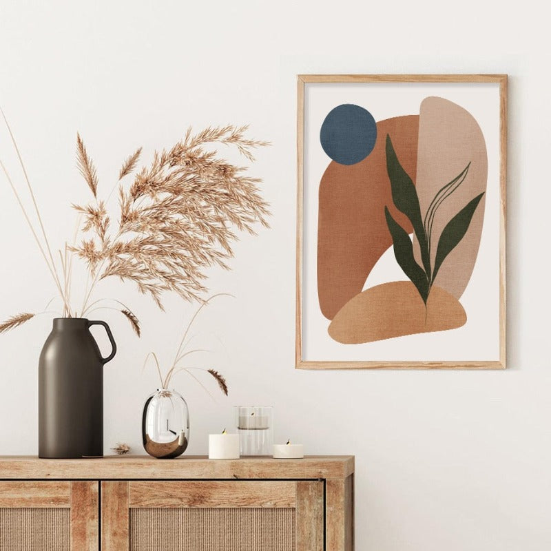 Minimalistische abstracte groene blad Bohemia - canvas wandkunst print