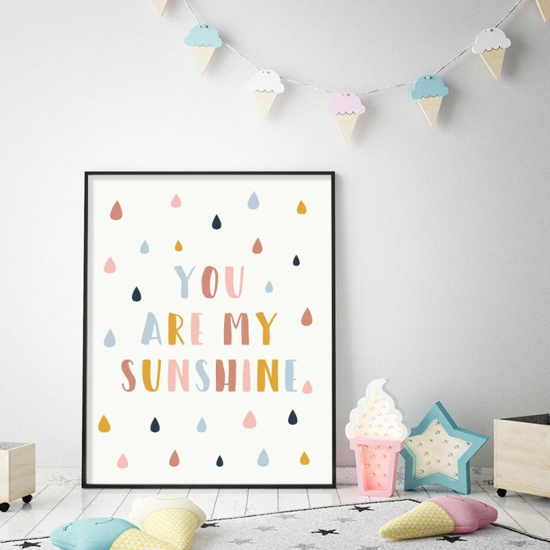 Happy Color You Are My Sunshine Kinderkamer - Canvas Muurkunst Print