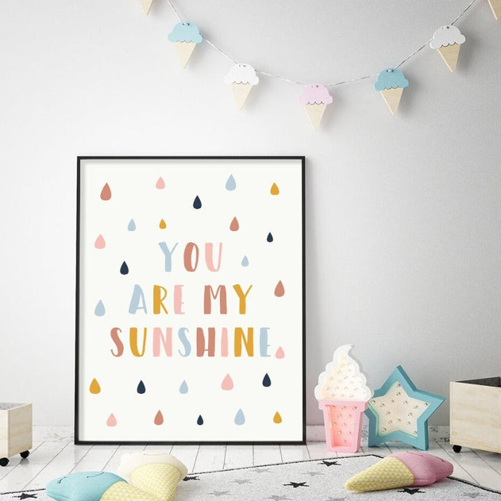 Happy Color You Are My Sunshine Kinderkamer - Canvas Muurkunst Print