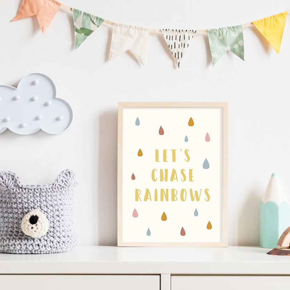 Laten we regenbogen jagen Kinderen - canvas wandkunst druk