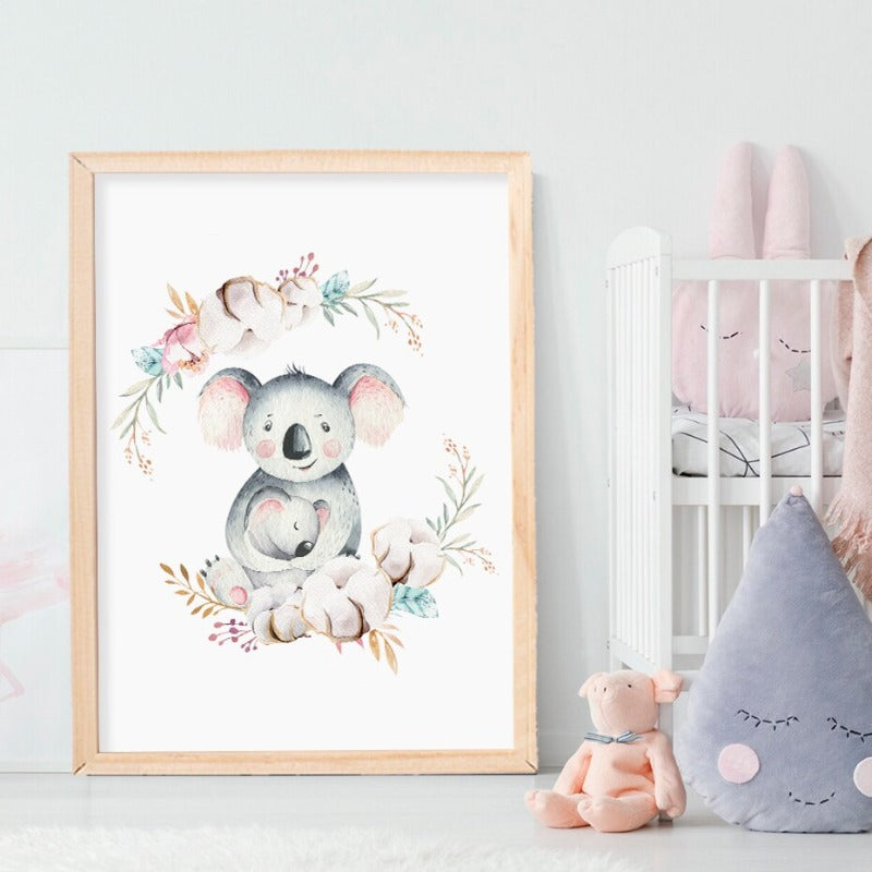 Loving Koala Moeder & Baby Slinger - Canvas Wanddecoratie Print