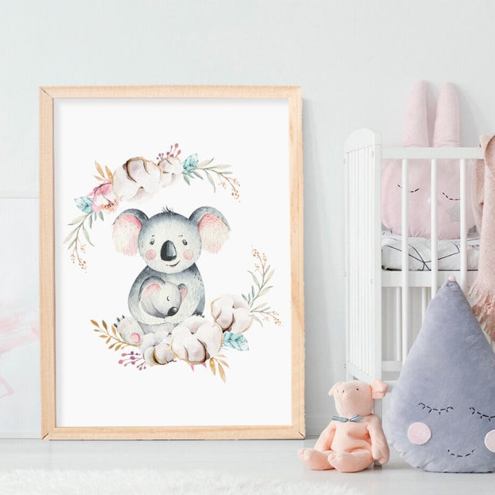 Loving Koala Moeder & Baby Slinger - Canvas Wanddecoratie Print