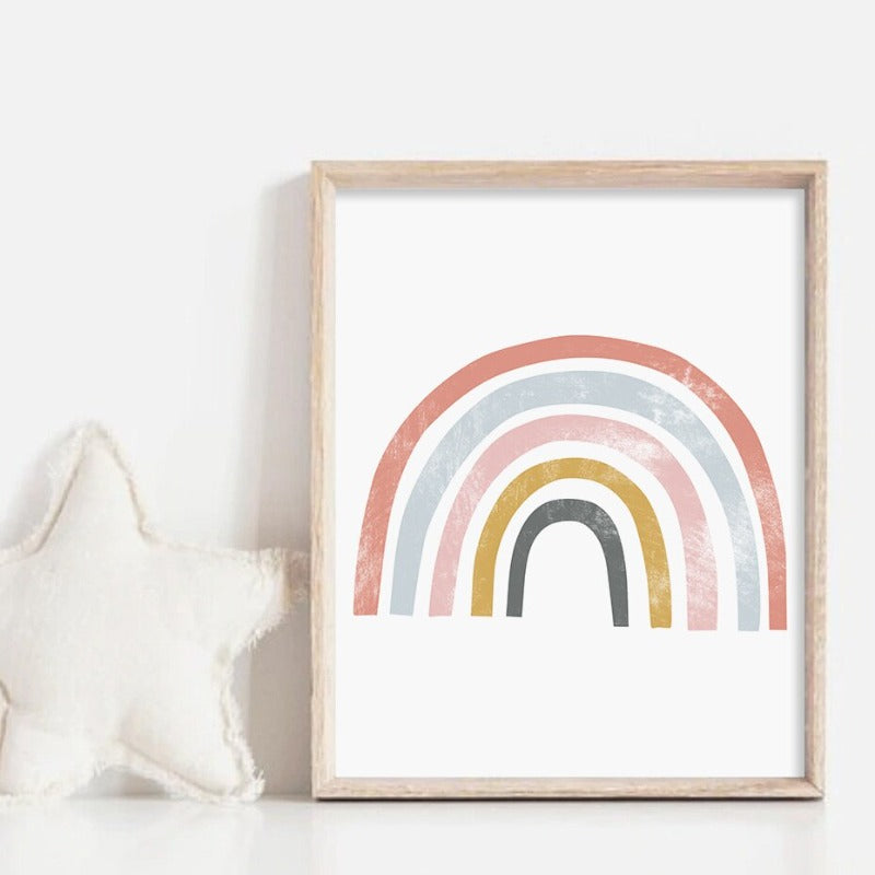 Magische Regenboog Cartoon Meisje Kinderkamer - Canvas Muurdecoratie Print