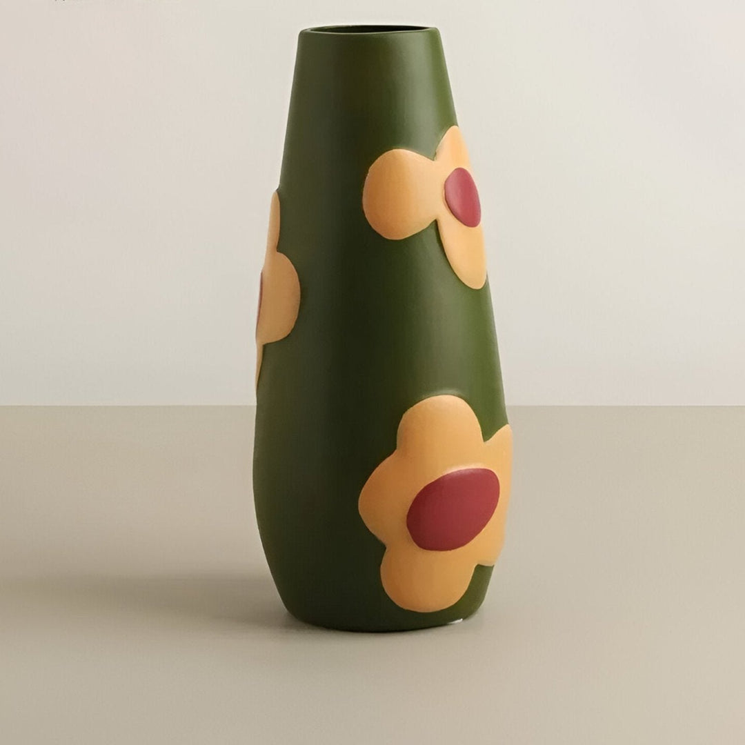 Geschilderde bloemen keramische vaas voor woningdecoratie en bloemen | Arosta