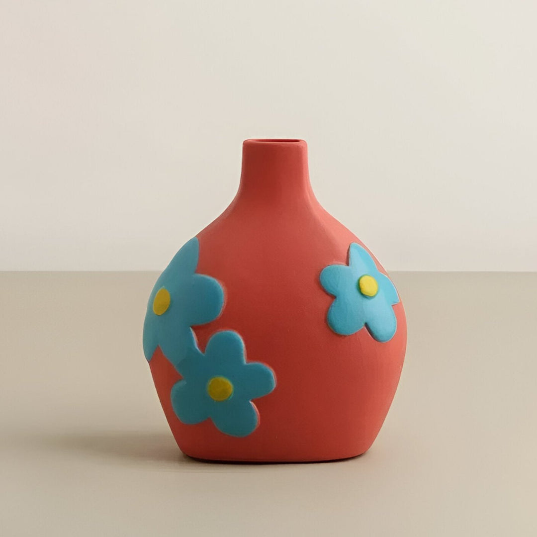 Geschilderde bloemen keramische vaas voor woningdecoratie en bloemen | Arosta