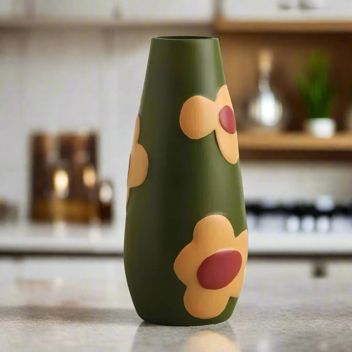 Geschilderde bloemen keramische vaas voor woningdecoratie en bloemen | Arosta