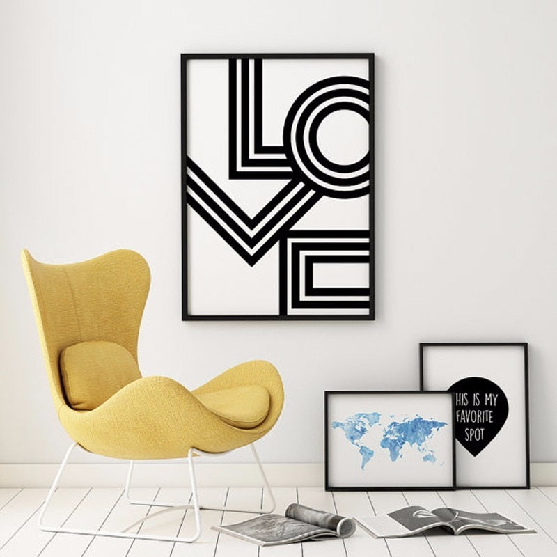 Love Wandkunst Minimalistisch - Canvas Wandkunst Schilderij