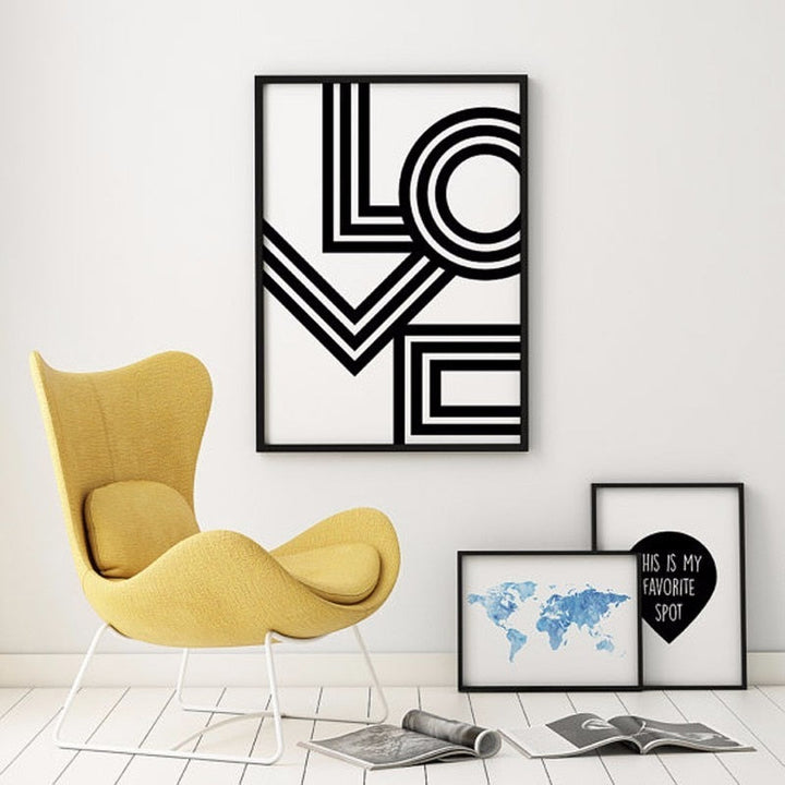 Love Wandkunst Minimalistisch - Canvas Wandkunst Schilderij