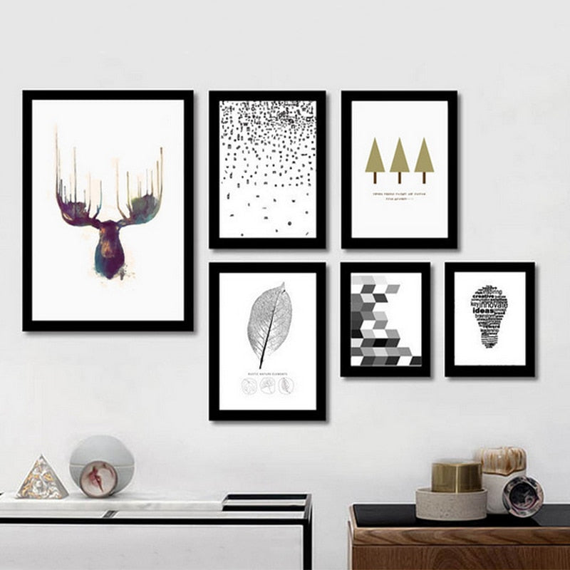 Deer Art Geometric - Canvas Muurkunst Schilderij