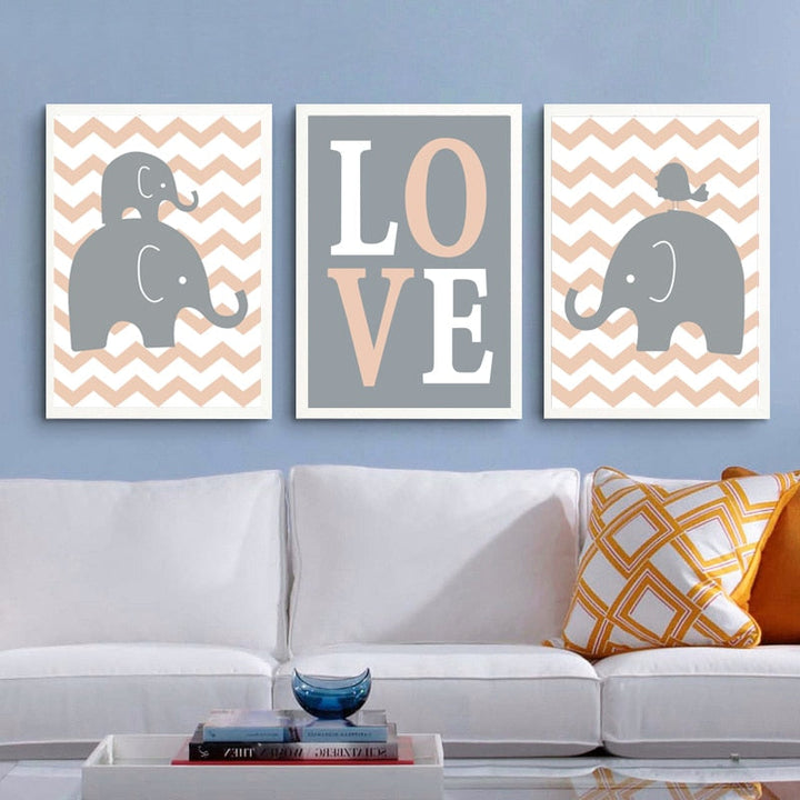 Sweet Elephants - Canvas Wanddecoratie Schilderij