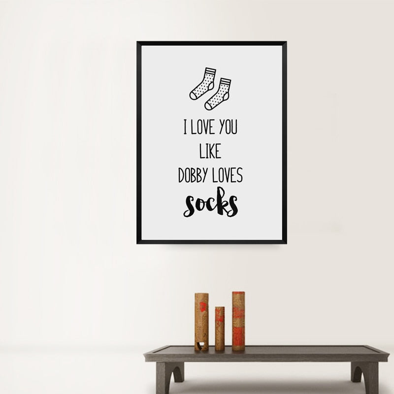 Ik hou van jou Kinderkamer Prints Decor Sokken - Canvas Wandkunst Schilderij