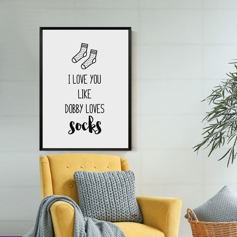 Ik hou van jou Kinderkamer Prints Decor Sokken - Canvas Wandkunst Schilderij