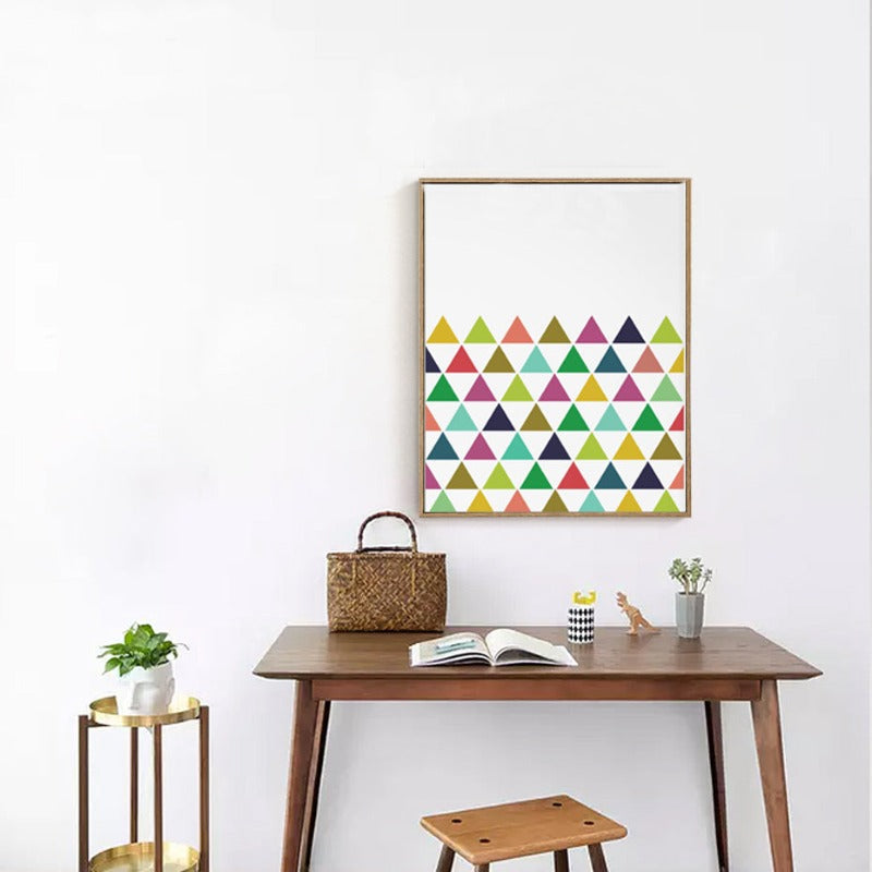 Geometrische Driehoek Kleurrijke Decoratie - Canvas Muurkunst Schilderij