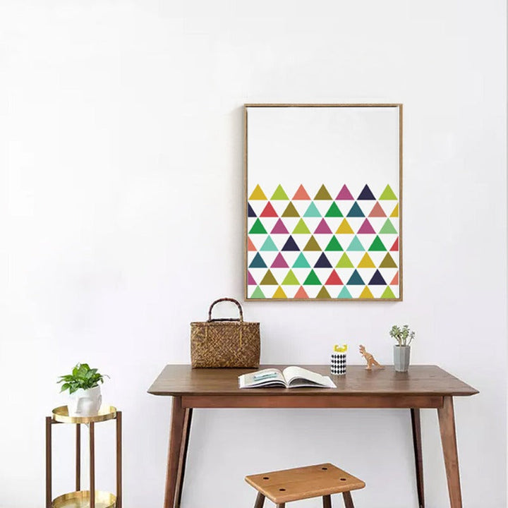 Geometrische Driehoek Kleurrijke Decoratie - Canvas Muurkunst Schilderij