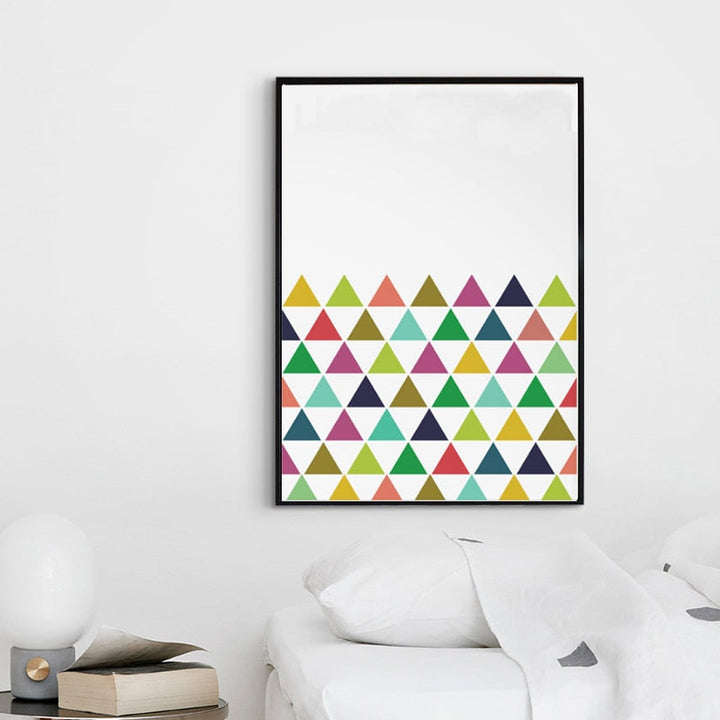 Geometrische Driehoek Kleurrijke Decoratie - Canvas Muurkunst Schilderij